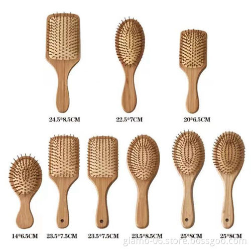 Hot-selling Custom Logo Eco-friendly Massage Bamboo Paddle Cushion Hair Brush
